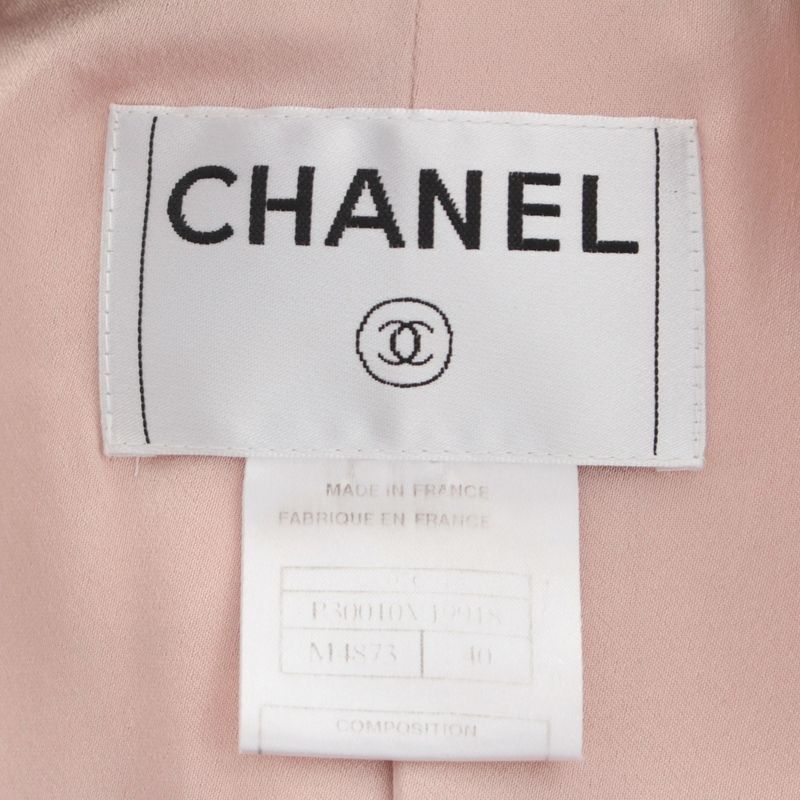 Chanel Wool Coco Button Tweed 4 Pocket Tailored Jacket Pink Beige 40