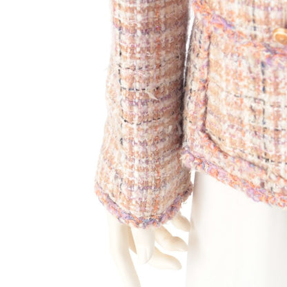 Chanel Wool Coco Button Tweed 4 Pocket Tailored Jacket Pink Beige 40