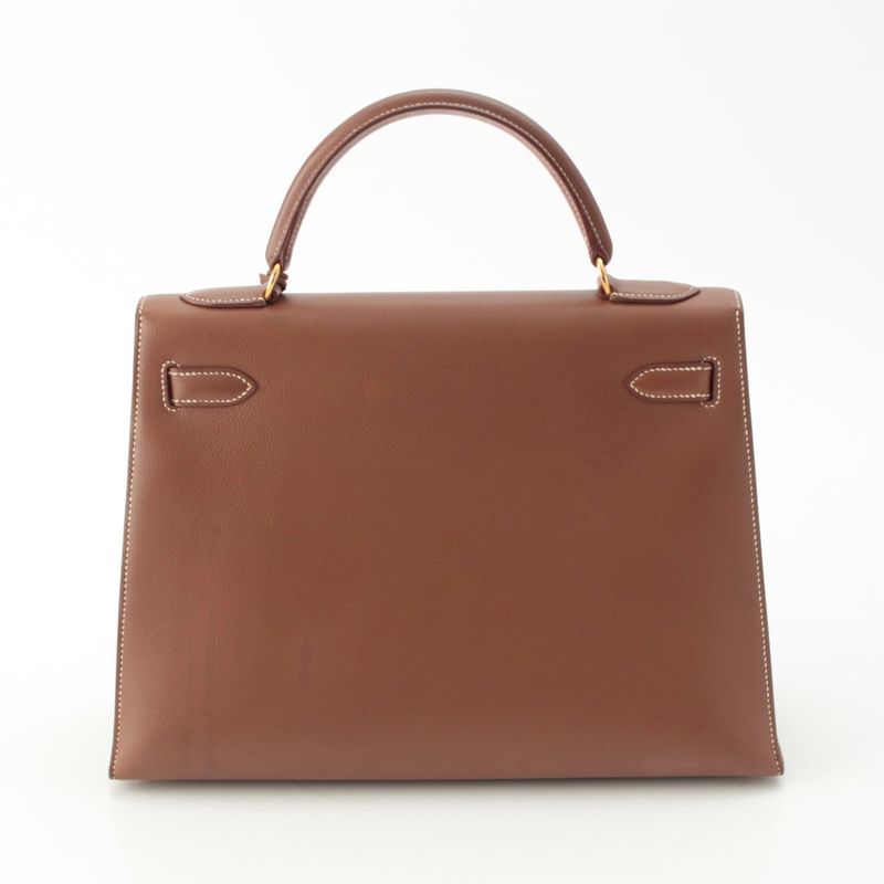 Hermes 94 Vo Galiba Kelly 32 2-Way Shoulder Handbag Brown Camel