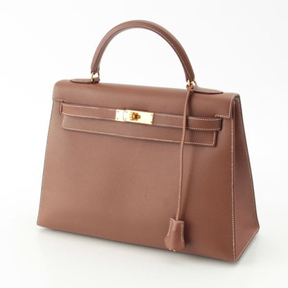 Hermes 94 Vo Galiba Kelly 32 2-Way Shoulder Handbag Brown Camel