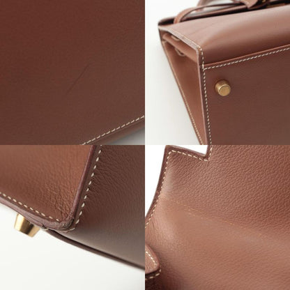 Hermes 94 Vo Galiba Kelly 32 2-Way Shoulder Handbag Brown Camel