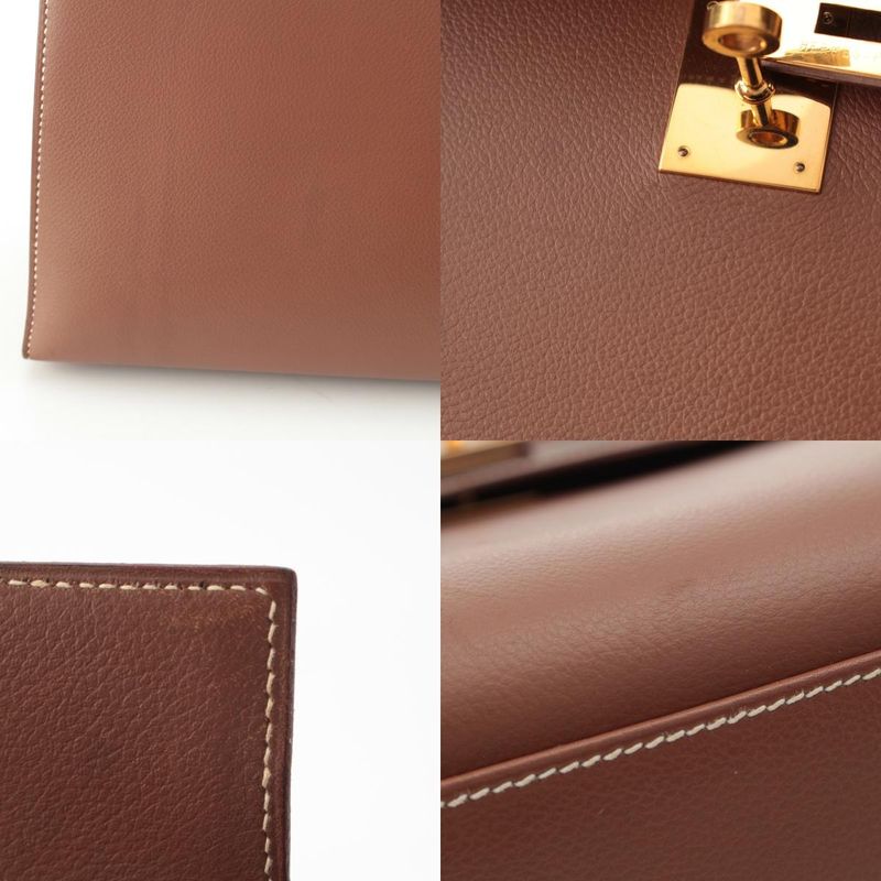 Hermes 94 Vo Galiba Kelly 32 2-Way Shoulder Handbag Brown Camel