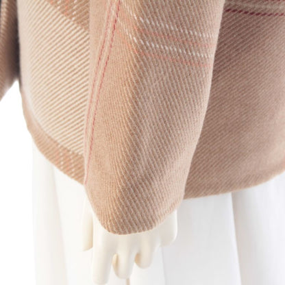 Hermes Cashmere Double Face Check Coat Jacket Beige Brown 34