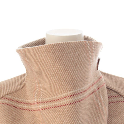 Hermes Cashmere Double Face Check Coat Jacket Beige Brown 34