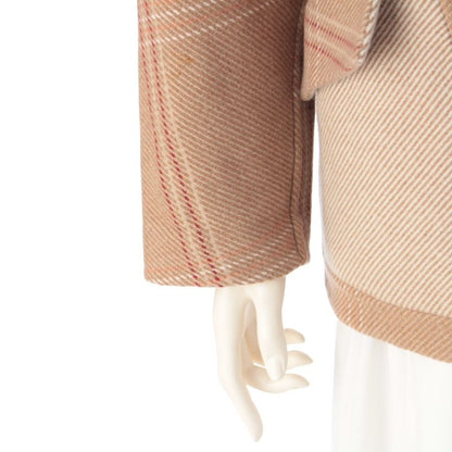 Hermes Cashmere Double Face Check Coat Jacket Beige Brown 34