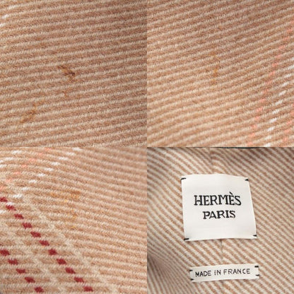 Hermes Cashmere Double Face Check Coat Jacket Beige Brown 34