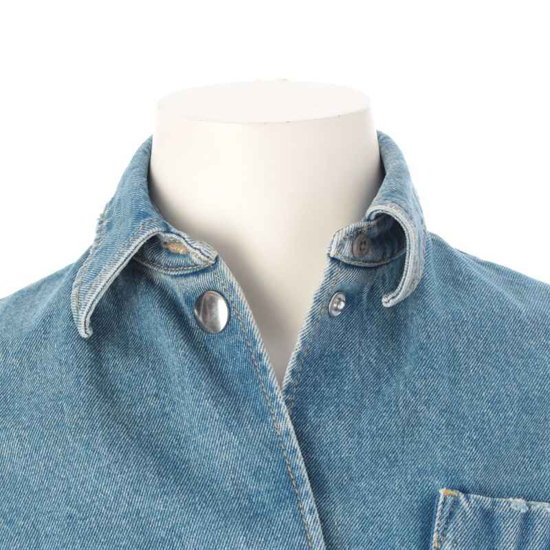 Prada Triangle Logo Mid Bull Gannic Shirt Denim Jacket Ice 36