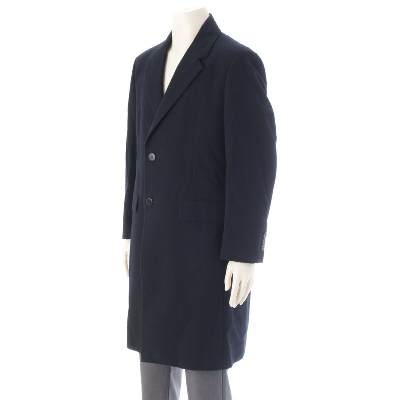 Prada Cotton Seersacquer Chesterfield Jacket Coat Navy