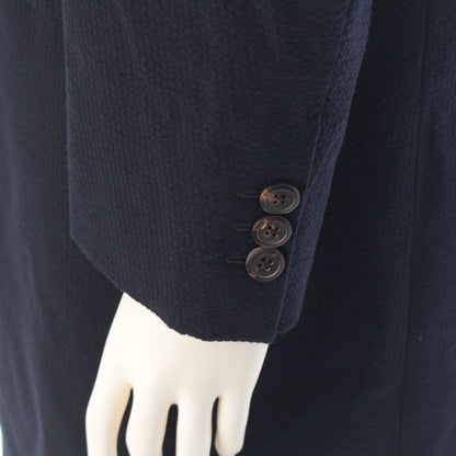 Prada Cotton Seersacquer Chesterfield Jacket Coat Navy