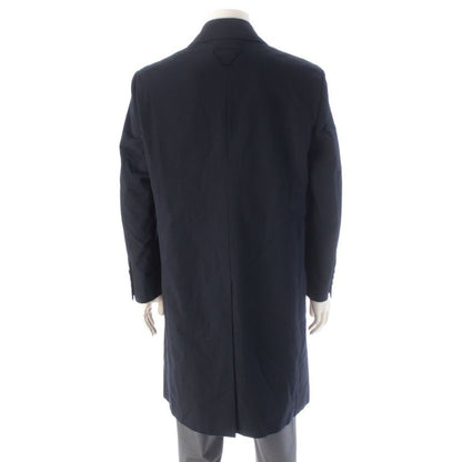 Prada Cotton Seersacquer Chesterfield Jacket Coat Navy
