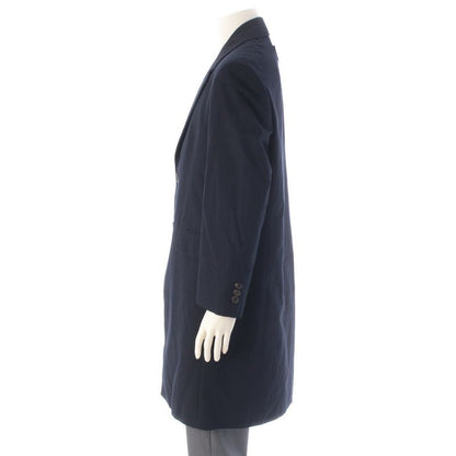 Prada Cotton Seersacquer Chesterfield Jacket Coat Navy