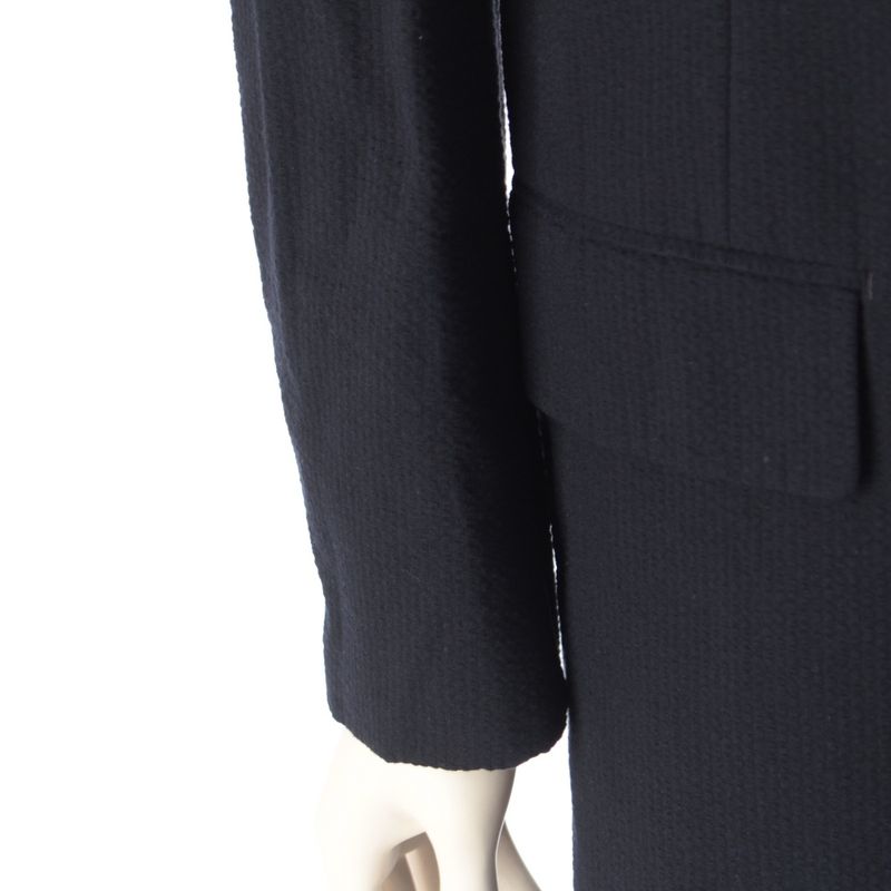 Prada Cotton Seersacquer Chesterfield Jacket Coat Navy