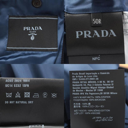 Prada Cotton Seersacquer Chesterfield Jacket Coat Navy