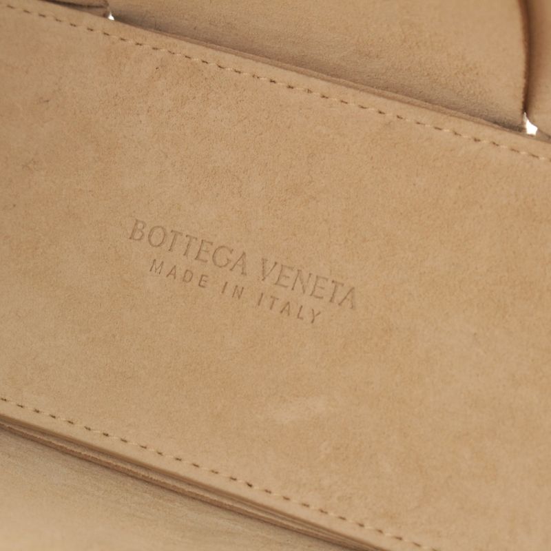 Bottega Veneta Leather Maxi Intrecciato Mini Arco 2-Way Handbag Beige
