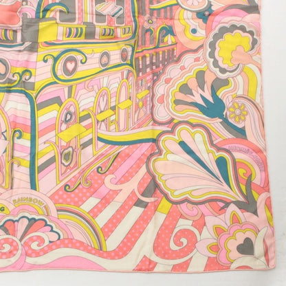 Hermes Carre Geant Cashmere Silk Faubourg Rainbow Scarf Shawl Pink