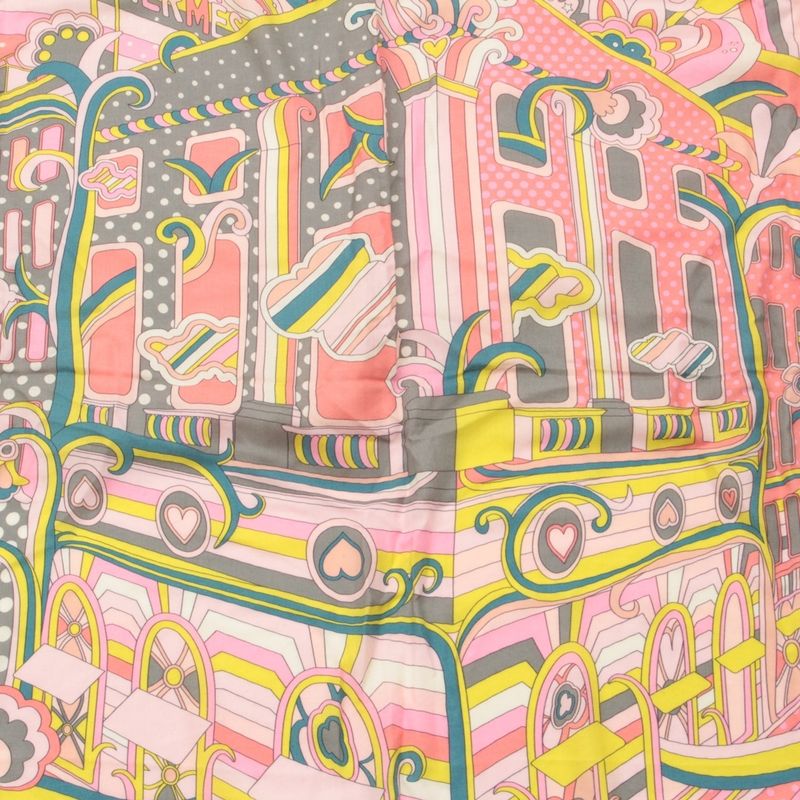Hermes Carre Geant Cashmere Silk Faubourg Rainbow Scarf Shawl Pink
