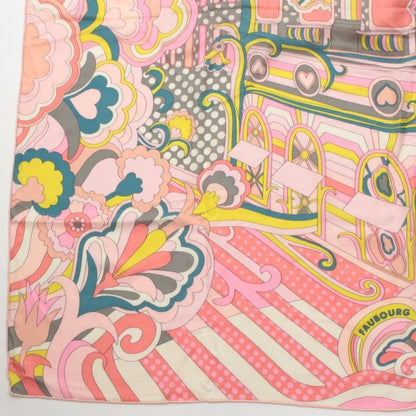 Hermes Carre Geant Cashmere Silk Faubourg Rainbow Scarf Shawl Pink