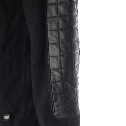 Chanel Choco Bar Cashmere High Neck Knit Elbow Patch Sweater Top Black 42