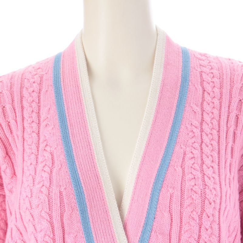 Chanel Cashmere Cotton Coco Button Line Cardigan Pink 34