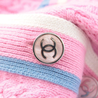Chanel Cashmere Cotton Coco Button Line Cardigan Pink 34