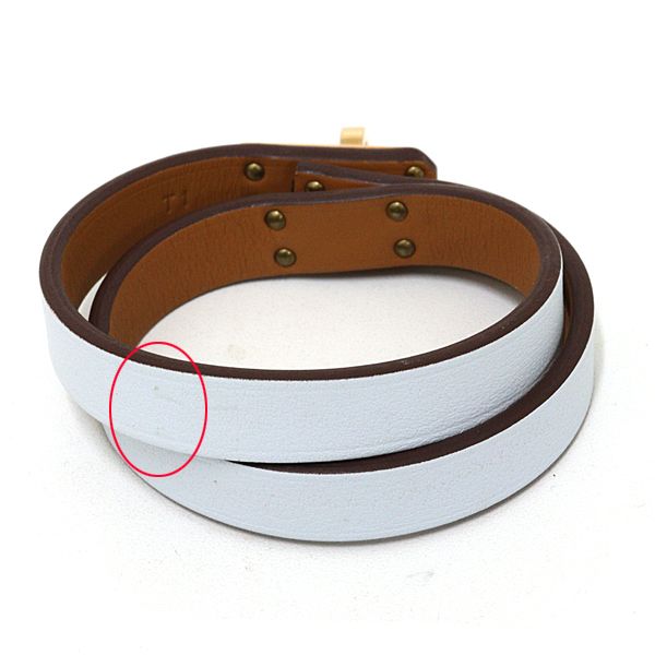 Hermes Leather Bracelet Mini Kelly Double Tour Veau Blue Pale