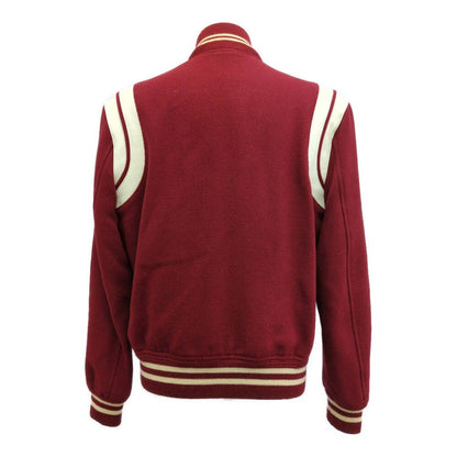 Saint Laurent Paris Leather Trim Wool Teddy Jacket 44 Red