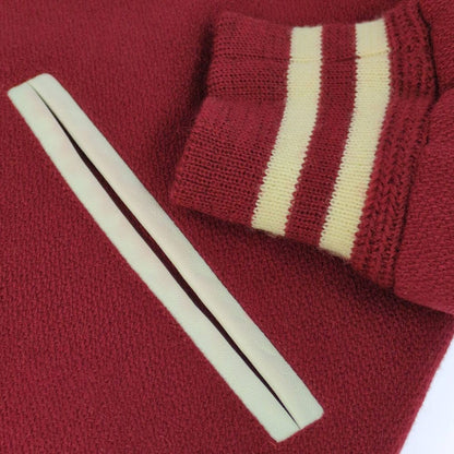Saint Laurent Paris Leather Trim Wool Teddy Jacket 44 Red