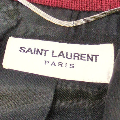 Saint Laurent Paris Leather Trim Wool Teddy Jacket 44 Red