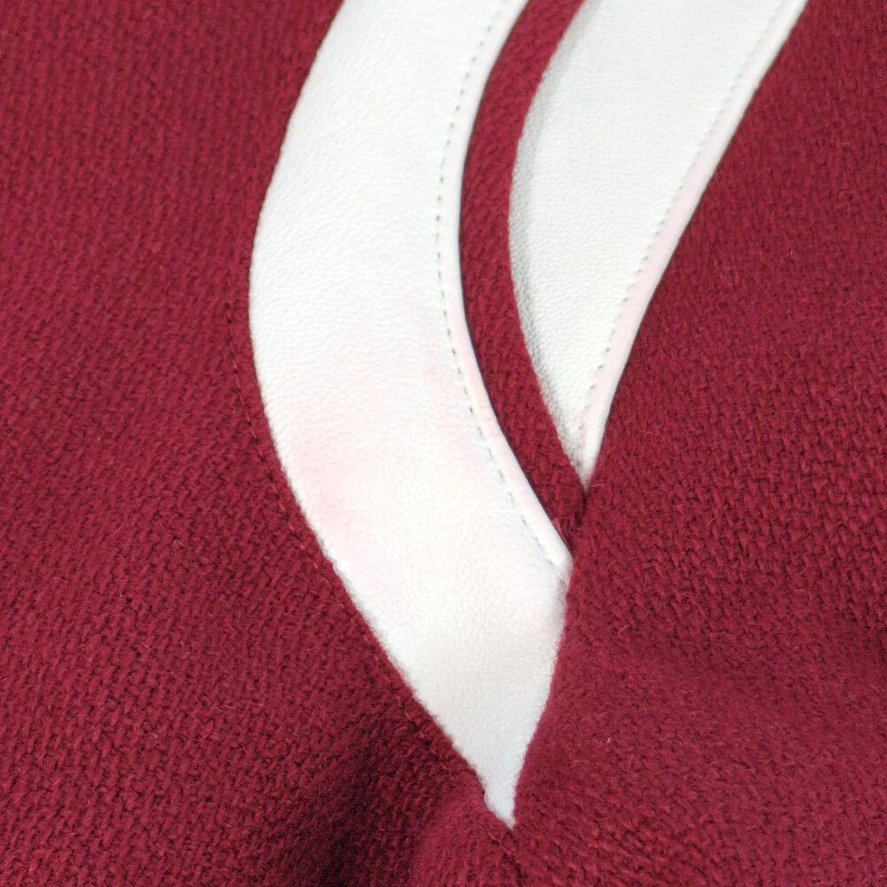 Saint Laurent Paris Leather Trim Wool Teddy Jacket 44 Red