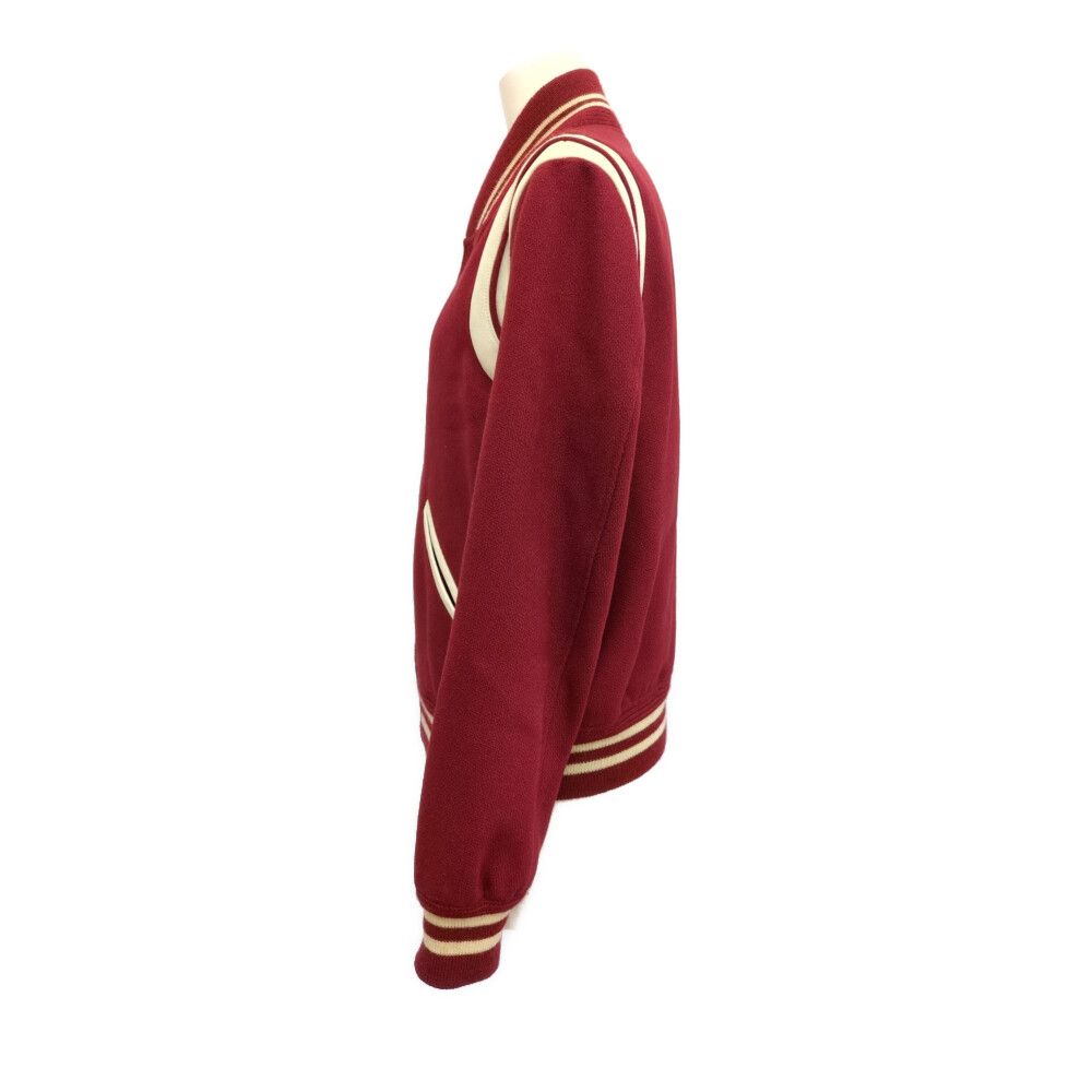 Saint Laurent Paris Leather Trim Wool Teddy Jacket 44 Red