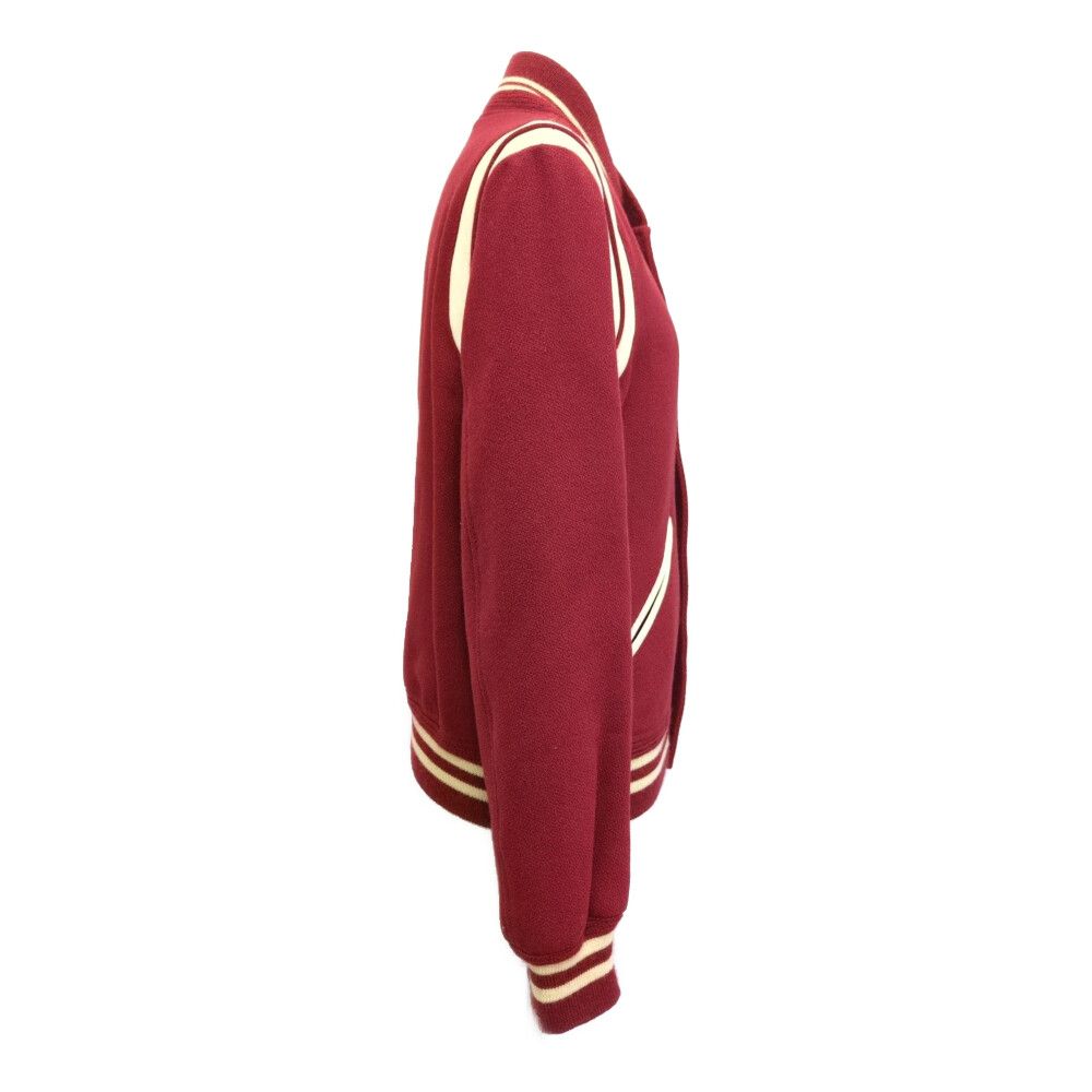 Saint Laurent Paris Leather Trim Wool Teddy Jacket 44 Red