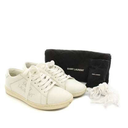 Saint Laurent Paris Blanc Optique Studded Sneakers Shoes Leather Studs 36 White