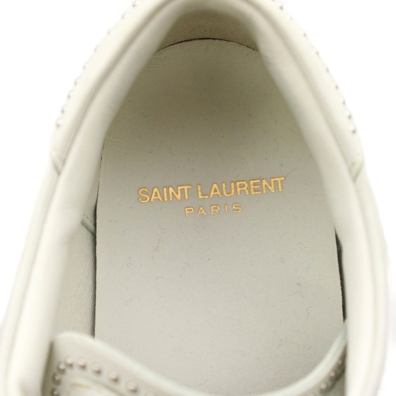 Saint Laurent Paris Blanc Optique Studded Sneakers Shoes Leather Studs 36 White