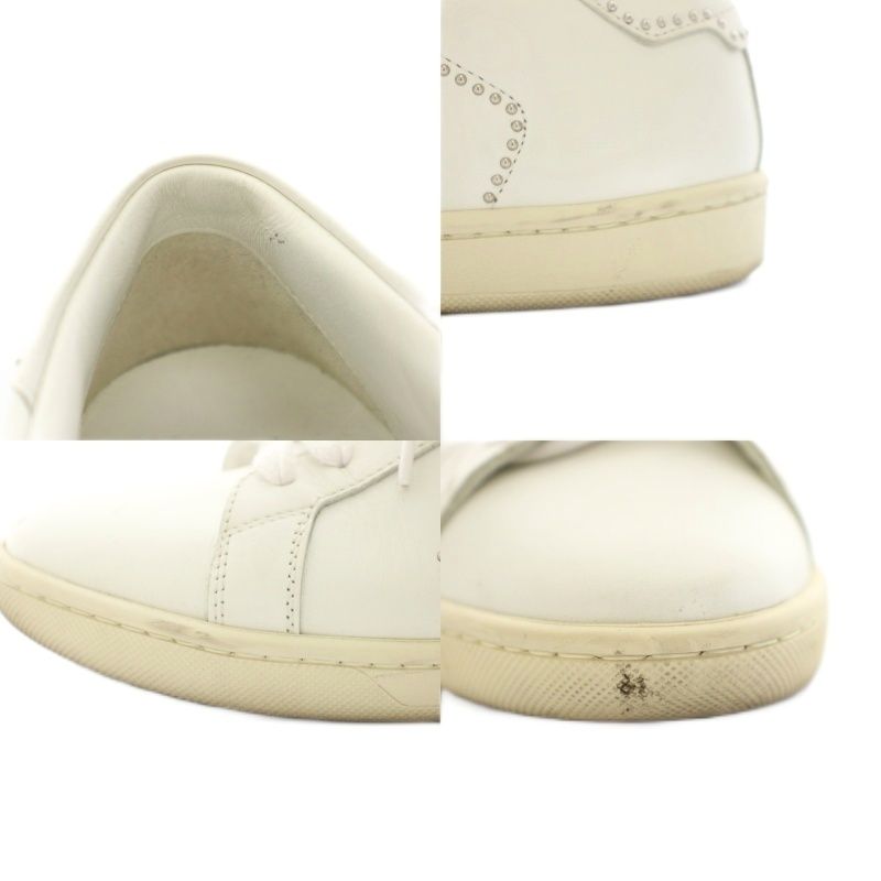 Saint Laurent Paris Blanc Optique Studded Sneakers Shoes Leather Studs 36 White
