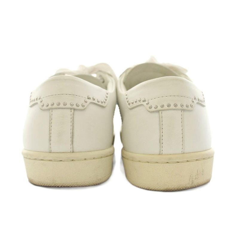 Saint Laurent Paris Blanc Optique Studded Sneakers Shoes Leather Studs 36 White