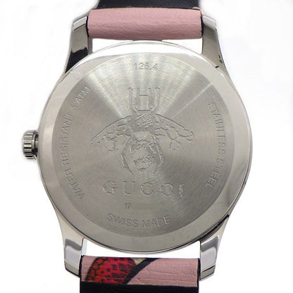 Gucci Watch Timeless 126.4 Snake Pattern Pink Dial SS Leather Strap Quartz