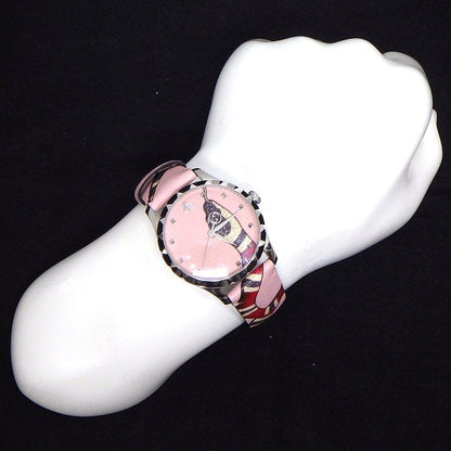 Gucci Watch Timeless 126.4 Snake Pattern Pink Dial SS Leather Strap Quartz