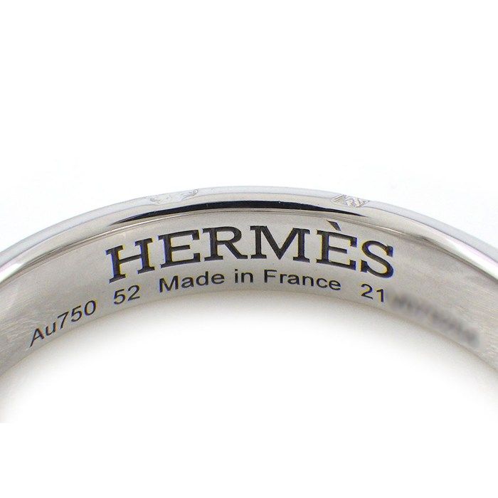 Hermes Ring Hella Cles Motif Points Diamond Total 18k White Gold . 52