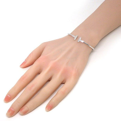 Tiffany & Co Bangle T-wire 18k White Gold Bracelet