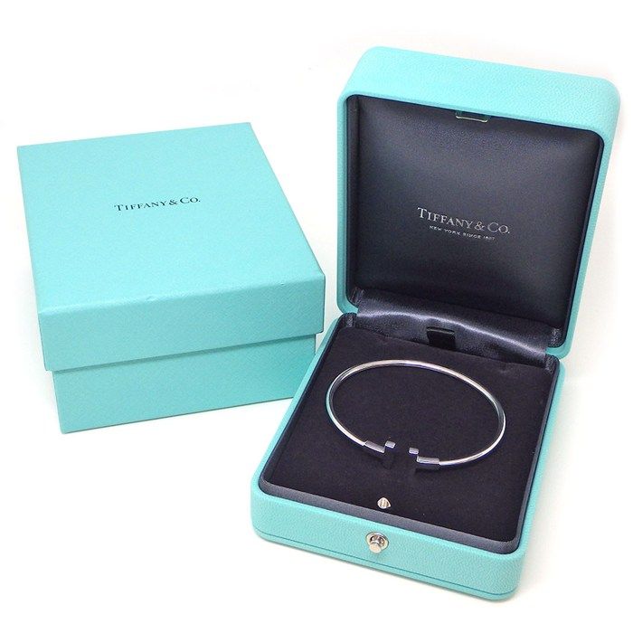 Tiffany & Co Bangle T-wire 18k White Gold Bracelet