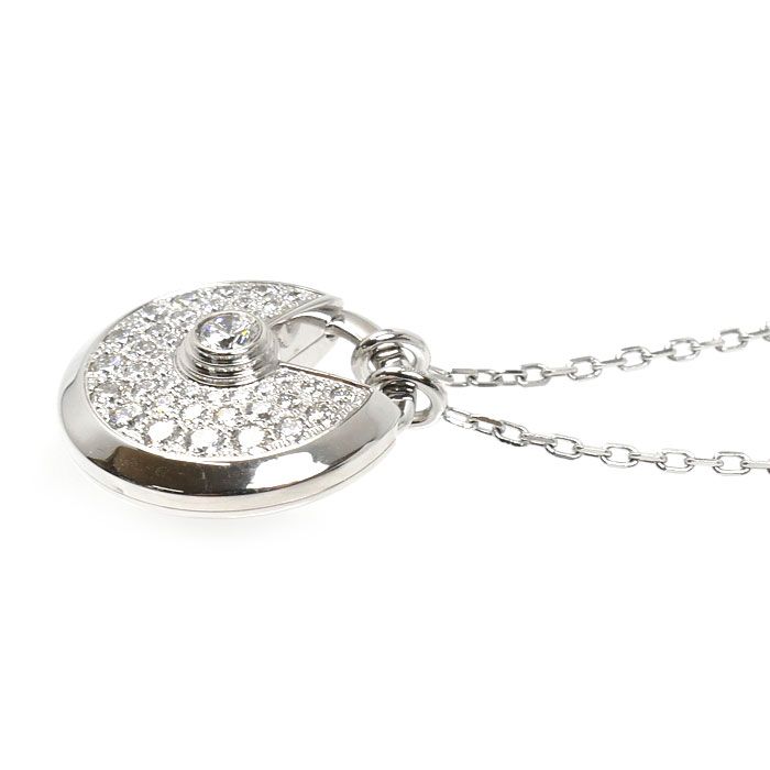 Cartier 18k White Gold Amulet Necklace Diamond 60 cm