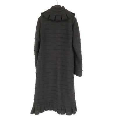 Chanel Tweed Jacket 42 L Silk Ruffles Long