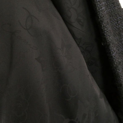Chanel Tweed Jacket 42 L Silk Ruffles Long