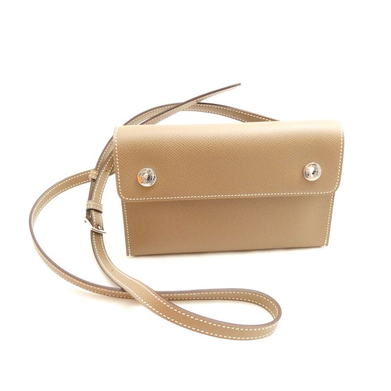 Hermes Nap to Go Veau Epsom Shoulder Bag Etoupe Silver