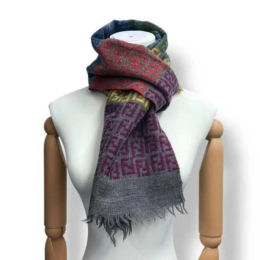 Fendi Scarf Zucca Pattern Multicolor Wool