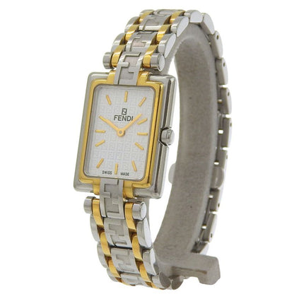 Fendi Zucca Stainless Steel Quartz Analog Display White Dial Watch