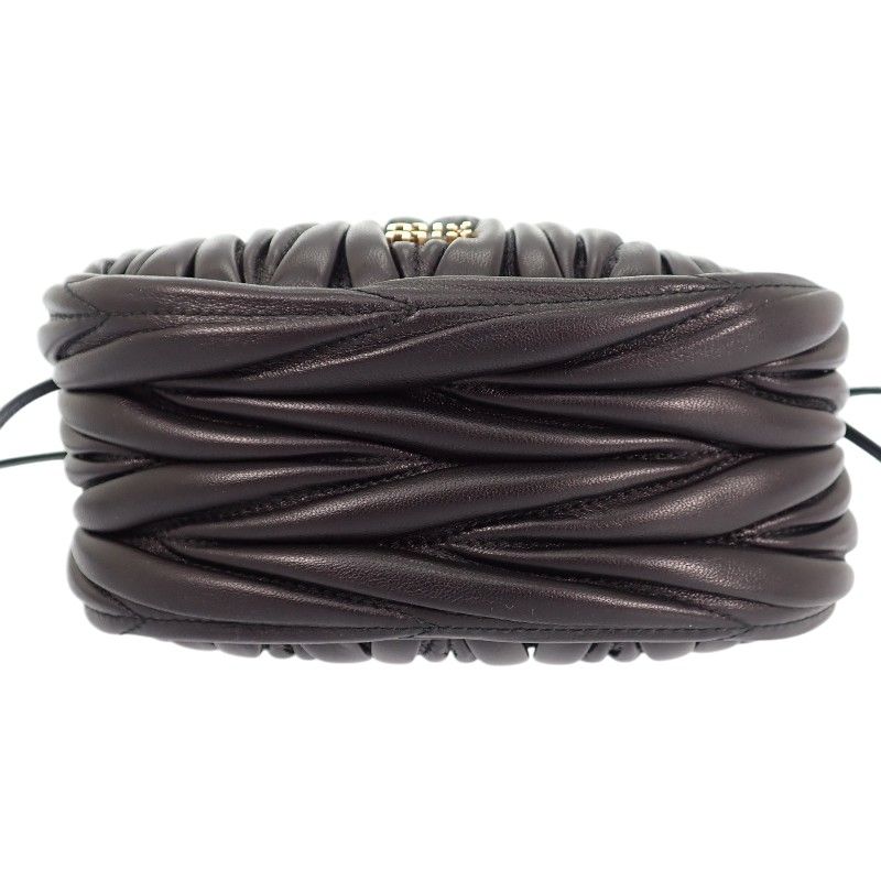 Miu Miu Miu Matelasse Pouch Drawstring Purse Lambskin Black Gold