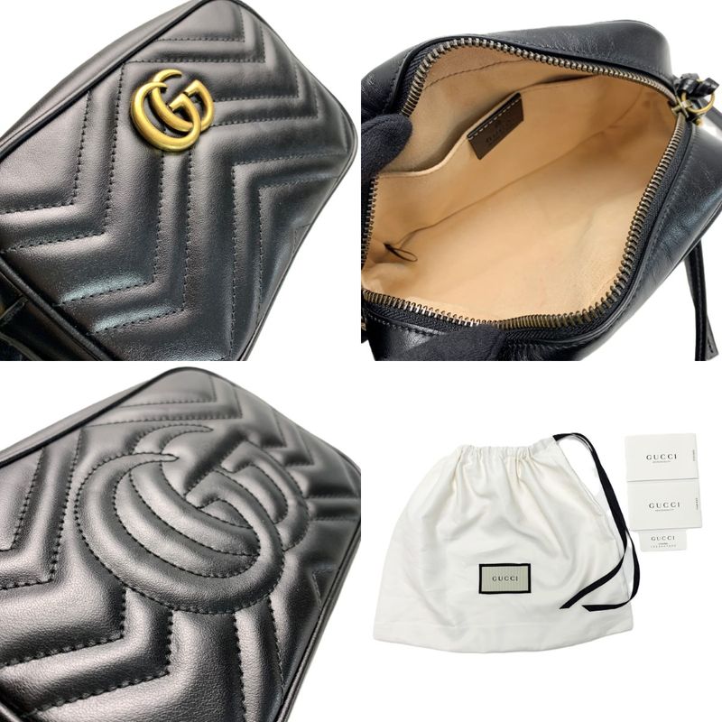 Gucci GG Marmont Chain Shoulder Bag Black Leather