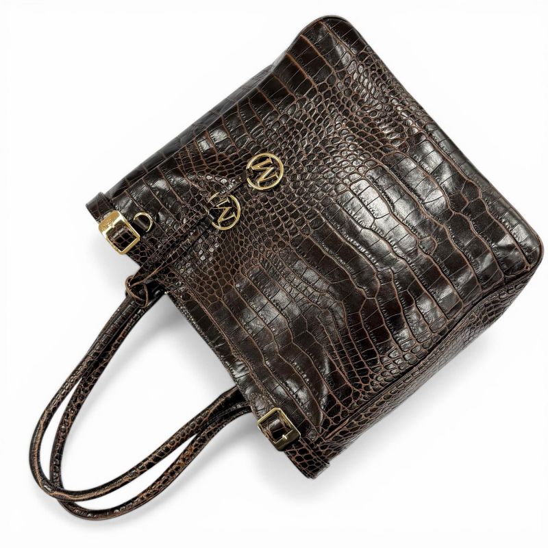 Max Mara Croco Embossed Belt Tote