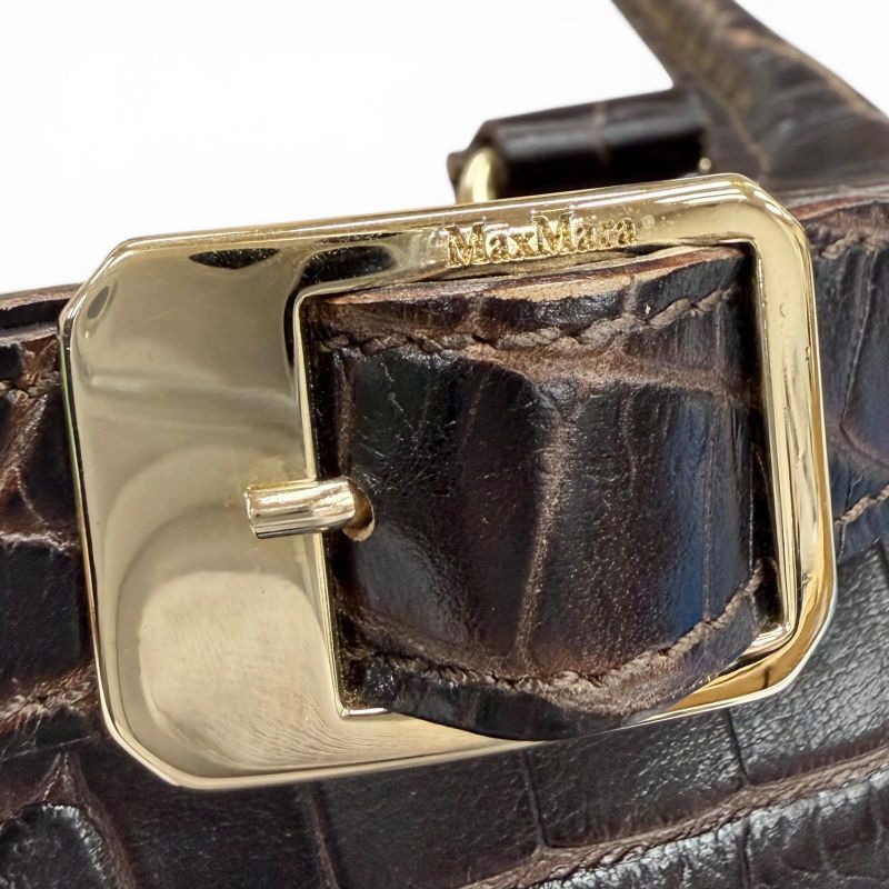 Max Mara Croco Embossed Belt Tote